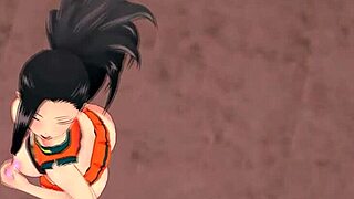 Momo Yaoyorozu masturbates with toys in 3D hentai