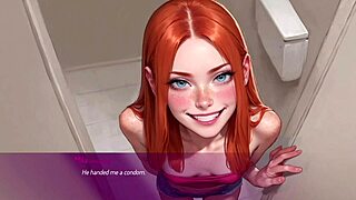 Wife encounters stranger in public toilet while husband is away - 3d animated game featuring Mila AI