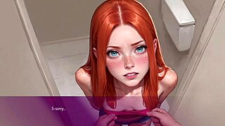 Wife encounters stranger in public toilet while husband is away - 3d animated game featuring Mila AI