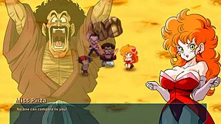 Mr. Satan watches Miss Piiza get gangbanged at Cell Games