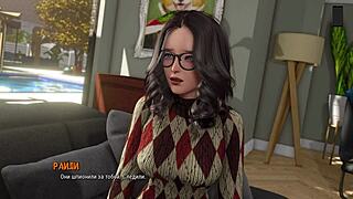 Beautiful anime game with big tits and deepthroat action