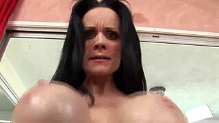 Passionate beauty: Busty cougar in hot action with young lover