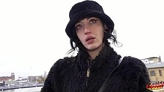 german scout found crazy skinny goth brisen for rough rimjob and deepthroat at casting