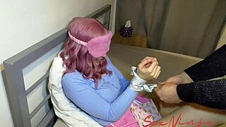 Married man blindfolds his wife for a steamy threesome