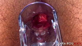 Speculum and anal play with a big booty mature