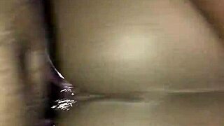Big dick cums inside an ebony MILF’s ass