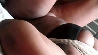 Beautiful black mom showing off her big cock and bouncing ass