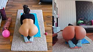Watch Dual Cam Naked Yoga Spreading Big Ass!