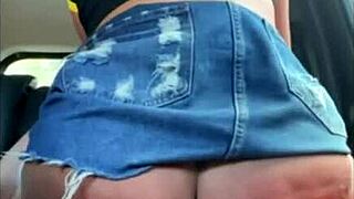 Skinny brunette gets kinky in a car with big cock