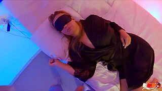 Stepmother sucks and swallows cum from stepsons on sofa