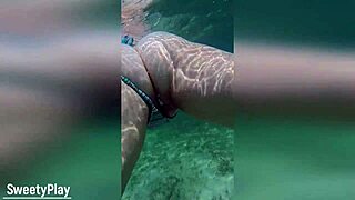 Clothes ripped in the middle of the beach, mature MILF gets anal sex with a creampie