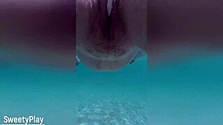 Chubby beauty gets multiple creampies in underwater anal play