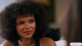 Ebony babe dives into steamy lesbian threesome with friends