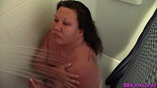Naughty BBW housewife strips naked for voyeur husband in steamy tease