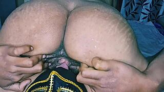 Close up of a mature Indian bhabhi’s hairy pussy licking