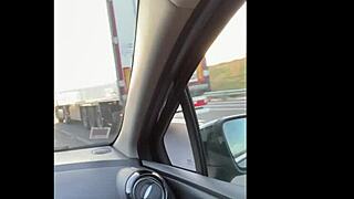 Mature woman masturbating on the highway