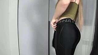 Working out with my girlfriend in gym leggings after a sweaty session