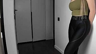 Satisfying my desires with my girlfriend in gym leggings after a hot workout