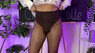 Mature blonde in leggings and heels, solo dancing at night
