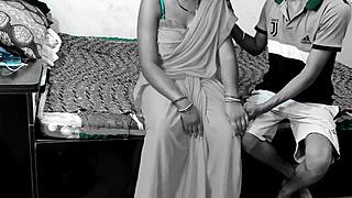 Beautiful big-boobed bhabhi finds her devar alone in the room
