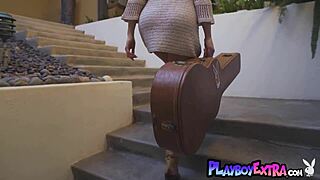 I Renee Olstead strip and play guitar with pierc'd nipples