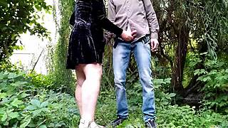 Bent over mother-in-law drilled doggystyle outdoors in public park