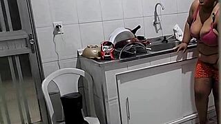 Stepmother's creamy kitchen surprise from her horny stepson