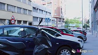 Blonde milf in lingerie gives blowjob after quitting job