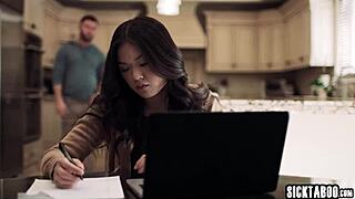 Petite Asian teen Lulu Chu in steamy 3some with MILFs