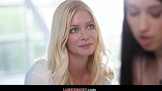 A Straight Housewife Enjoys A Four-Hands Massage With Two Hot Masseuses!