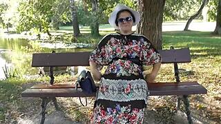 Hairy Mature Flashing Her Beaver in Public Park