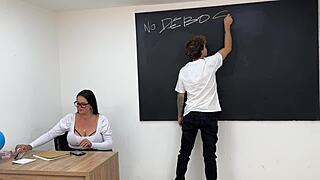 Spoiled Student Creampies Hot Teacher In Classroom!