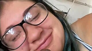 See through lover gets a mouthful of cum in POV video