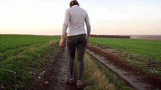 Enjoy the spectacle of my milf ass in tight leopard leggings as I walk