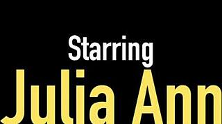 Julia ann deepthroats and face fucks a monster cock with huge cumshot.