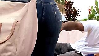 My heart races in this delicious black booty threesome with big tits