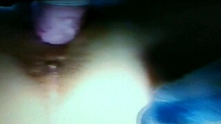 Why is the blindfolded mature wife bound and fucked with a rabbit toy at home?