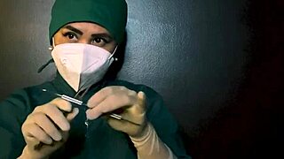 Latex gloves fetish with a MILF mom