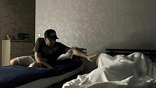 Brother Pranks Stepsister With Close-Up Jerk Off