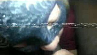 Retro latina milf deepthroats stepdad's big black cock