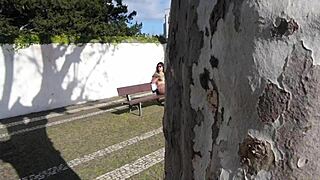 My Stepmom Seduces a Stranger for Public Touching on the Street. She Loves the Risk!