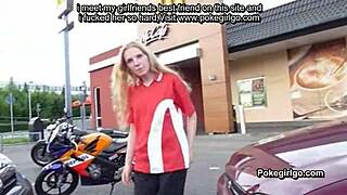 An amateur has sex straight in his car, with no special story