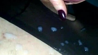 Quick handjob in pantyhose lingerie, she's fast and wild! 😘💦