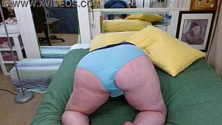 Blue granny panties drive me wild for Luke’s curvy body