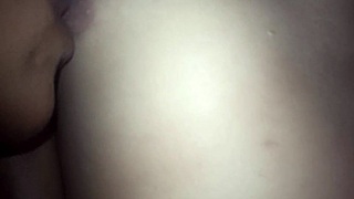 Feeling intense orgasm from licking shaved pussy.