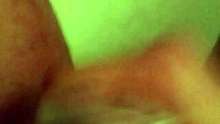 Man and girl take shower together, rubbing cocks and asses