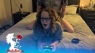 A hot gamer girl gets fucked while playing Fortnite with no interruptions