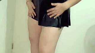 Mexican secretary Latina MILF strips and shows panties, records ass and pussy.