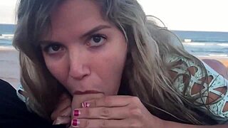A sexy blowjob and facial in the fresh air for a hot wife