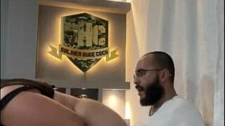 Colombian slut Sofia Curves takes soldier's huge cock on big tits!